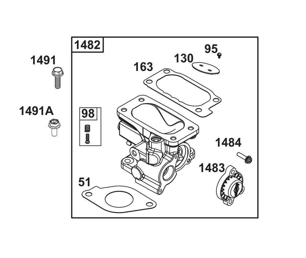 Throttle Body Group Diagram and Parts List for 61E377-0155-J1 400000 - 699999 Briggs and Stratton Engine